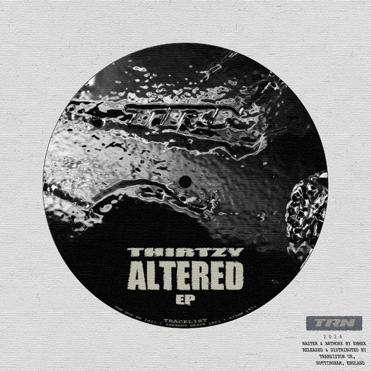 Vinyl record label with 'Thirty Altered EP' on a textured gray background