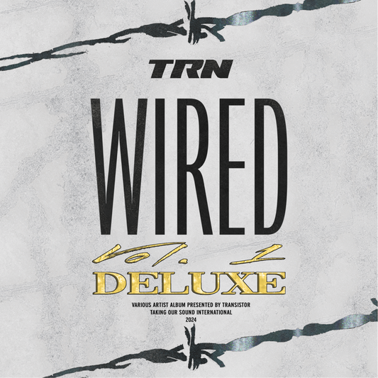 Album cover for 'WIRED Vol. 1 Deluxe' by TRN with barbed wire design on a textured background.
